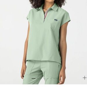 Mediclo Scrub Set XL Recycled Sage Green Fycel Polo Top & Tencel Jogger Pants